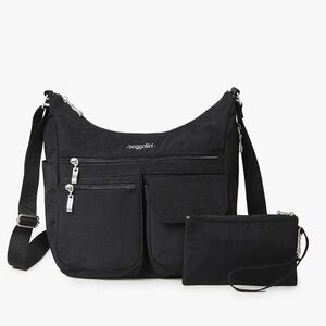 Baggallini Black Shoulder Bag with Wristlet